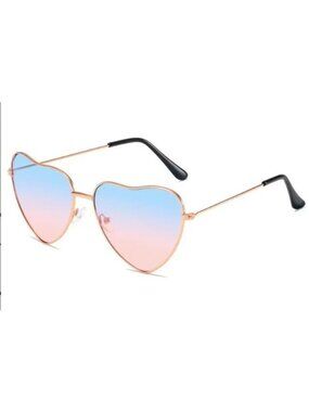 Heart-Shaped Blue to Pink Gradient Lenses Sunglasses With Gold Frame